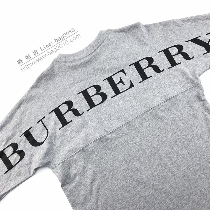 Burberry男裝 巴寶莉新款背後印花LOGO棉質圓領衛衣 男女同款  ydi3426